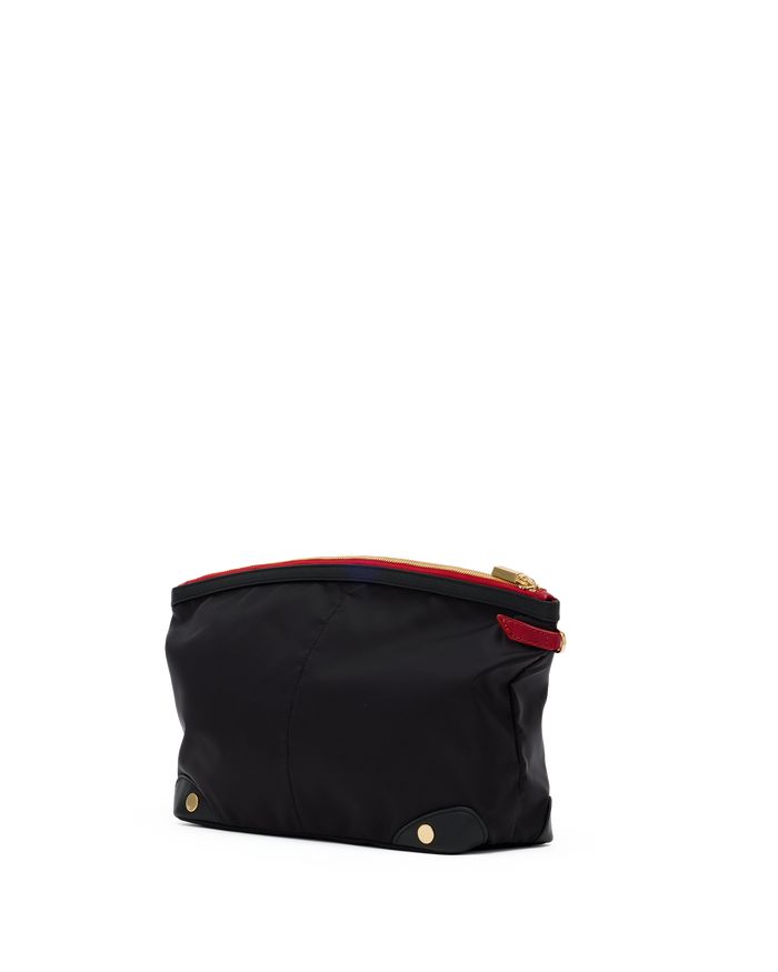 Nicky Travel Pouch | Black Nylon/Gold Red Zip | Lrg