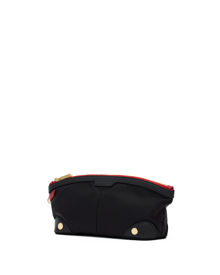 Nicky Travel Pouch | Black Nylon/Gold Red Zip