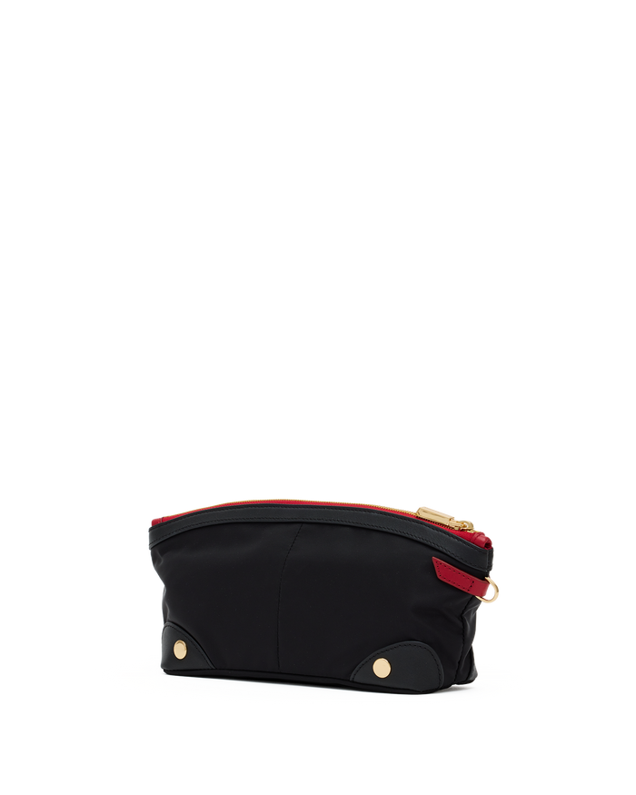 Nicky Travel Pouch | Black Nylon/Gold Red Zip