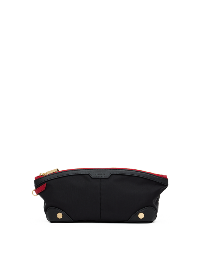 Nicky Travel Pouch | Black Nylon/Gold Red Zip