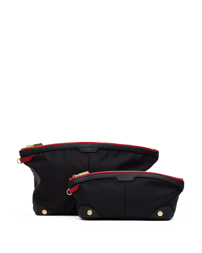 Nicky Travel Pouch | Black Nylon/Gold Red Zip