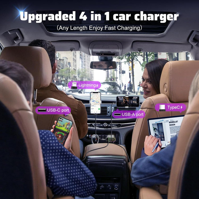 Nuevo modelo 2025 con cargador rápido retráctil Starlight 4 en 1 para coche-ES