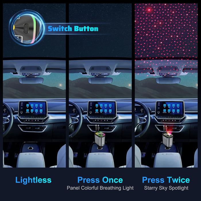 Nuevo modelo 2025 con cargador rápido retráctil Starlight 4 en 1 para coche-ES