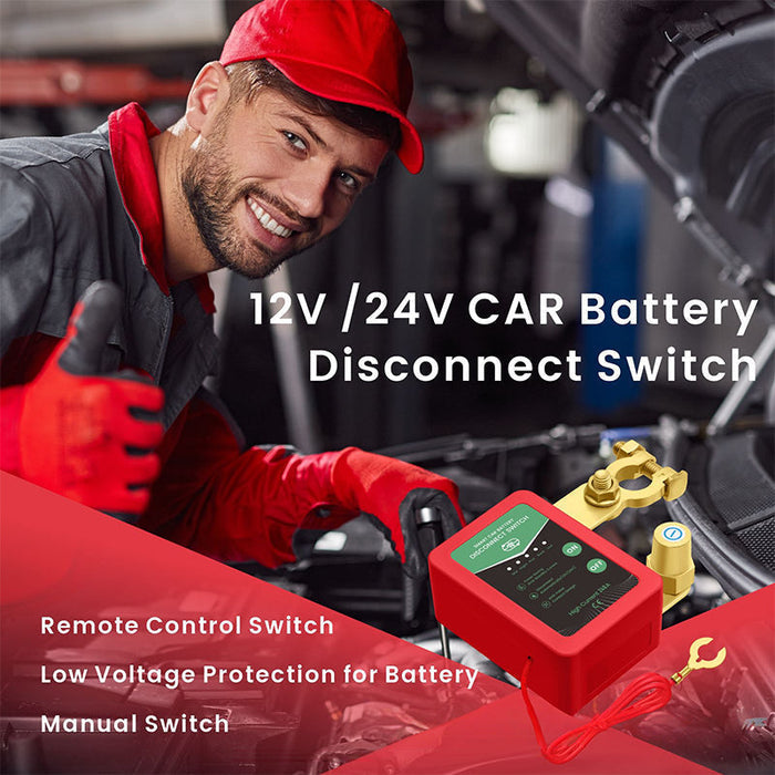 🚗⚡Nuotoliniu būdu valdomas 12 V / 24 V automobilio akumuliatoriaus atjungimo jungiklis🔋-LT