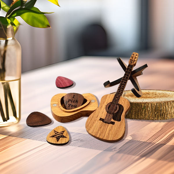 🔥 OFERTA CALIENTE 50% DE DESCUENTO 💖 Caja de púas de guitarra acústica de madera 🎁🎸-ES