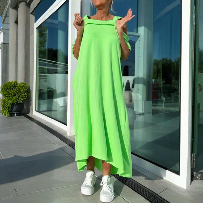 🏖️Ofertas especiales para verano🌴Vestido largo casual de mujer con hombros descubiertos-ES
