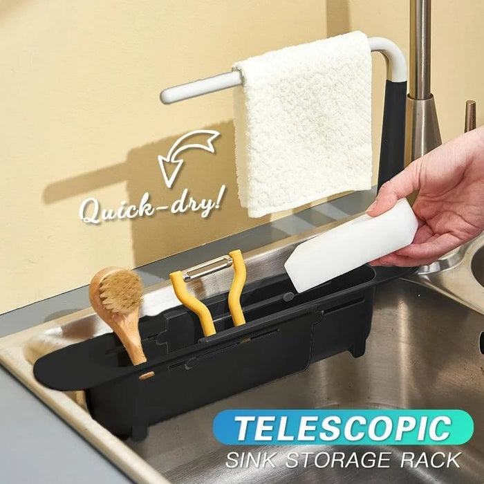 【💦Palaiko jūsų virtuvės švarą】✨Atnaujinta teleskopinė kriauklės laikymo lentynėlė-LT