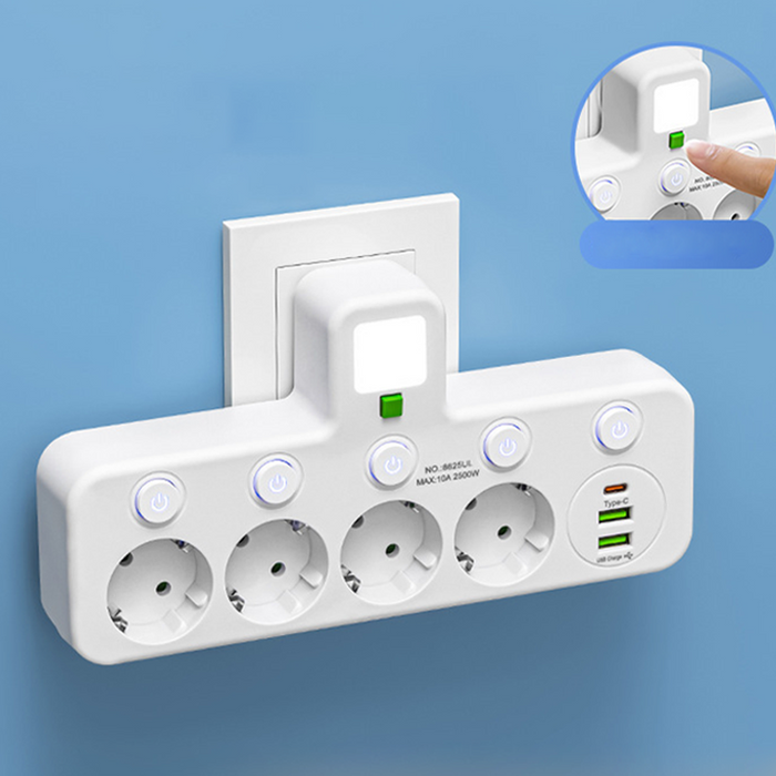 Bela - EU / 4  vtičnici + USB vhod