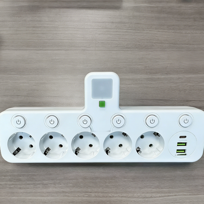 Bela - EU / 5  vtičnici + USB vhod