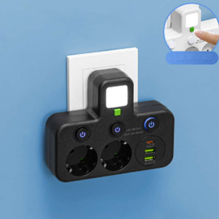 Črna - EU / 2 vtičnici + USB vhod