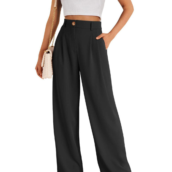 Pantalones rectos de cintura alta para mujer-ES