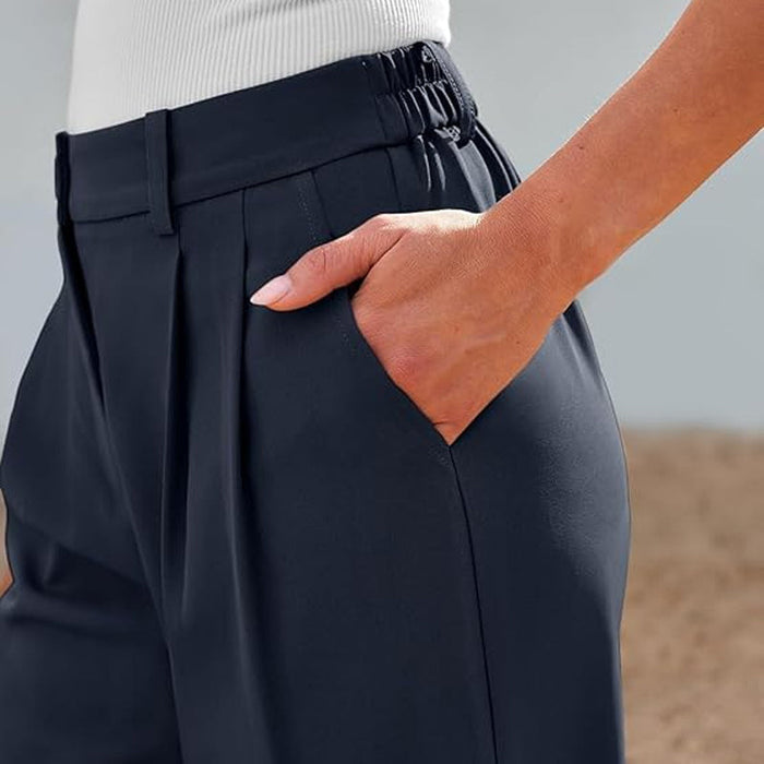 Pantalones rectos de cintura alta para mujer-ES
