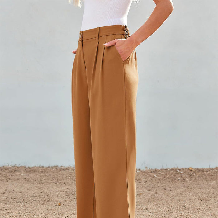 Pantalones rectos de cintura alta para mujer-ES