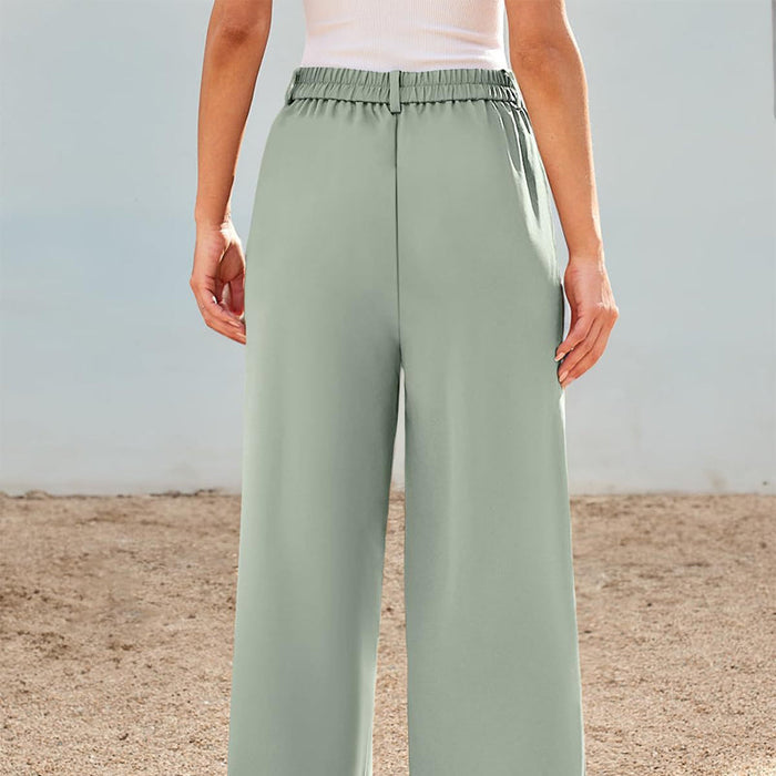 Pantalones rectos de cintura alta para mujer-ES