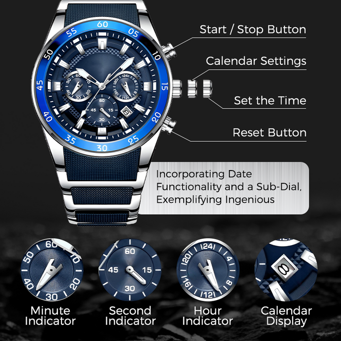 🎁 Ανδρικό αδιάβροχο πολυλειτουργικό ρολόι quartz⌚-GR