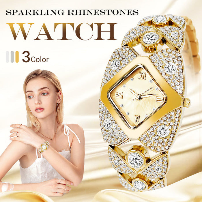 💜Reloj de cuarzo retro con cristales brillantes⌚-ES