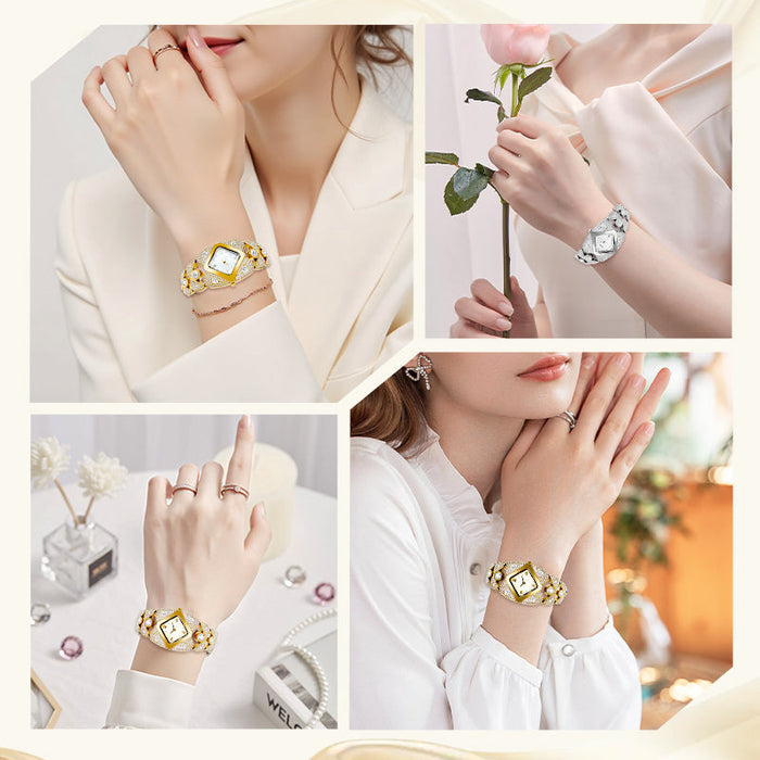 💜Reloj de cuarzo retro con cristales brillantes⌚-ES
