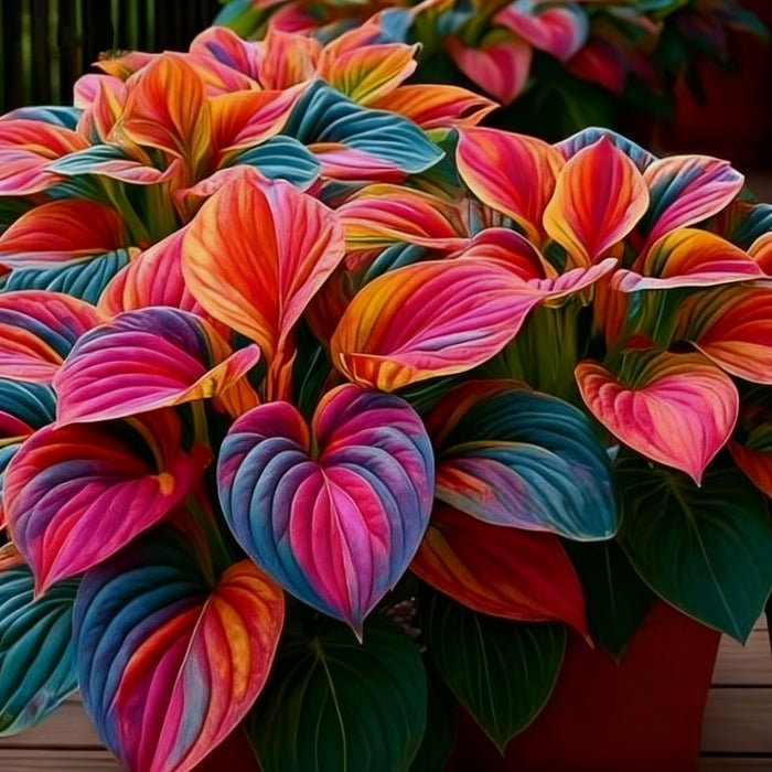 🌈🔥 Riboto leidimo vaivorykštės liepsnos hostos - reta įvairiaspalvė lapija, išskirtinai mūsų parduotuvėje 🌸-LT