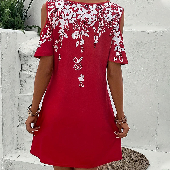🌼【S-2XL】Gėlių rašto midi suknelė su iškirptomis rankovėmis-LT