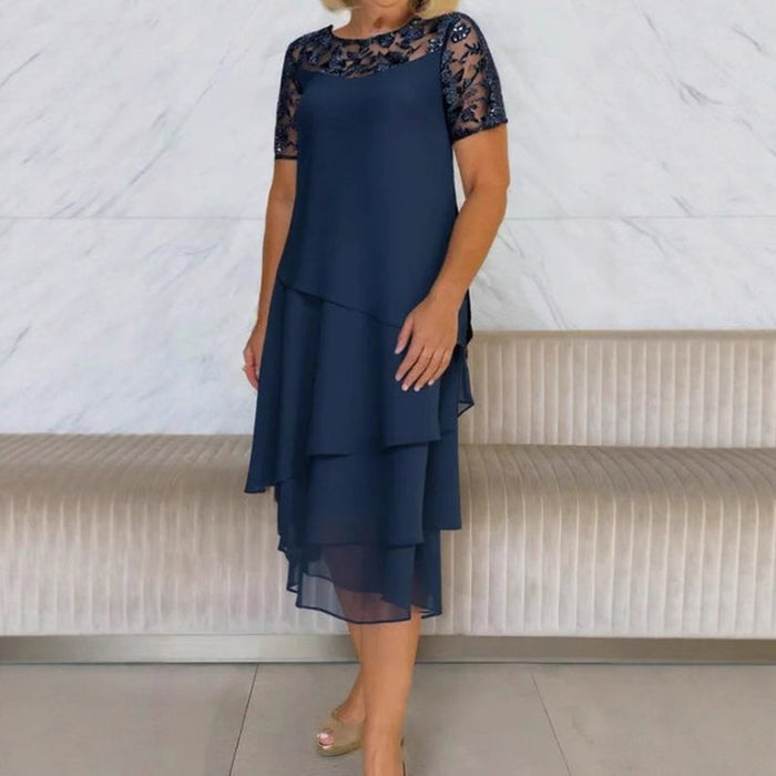 💖 [S-3XL] 👗✨️ Vestido midi de malla en capas para mujer-ES