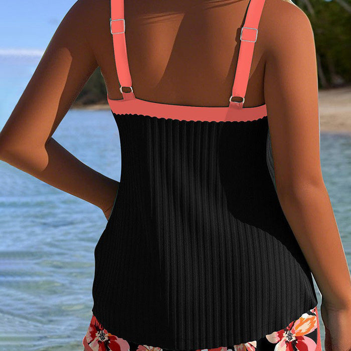 【S-3XL】👙Conjunto de top y pantalones cortos de traje de baño estampado-ES