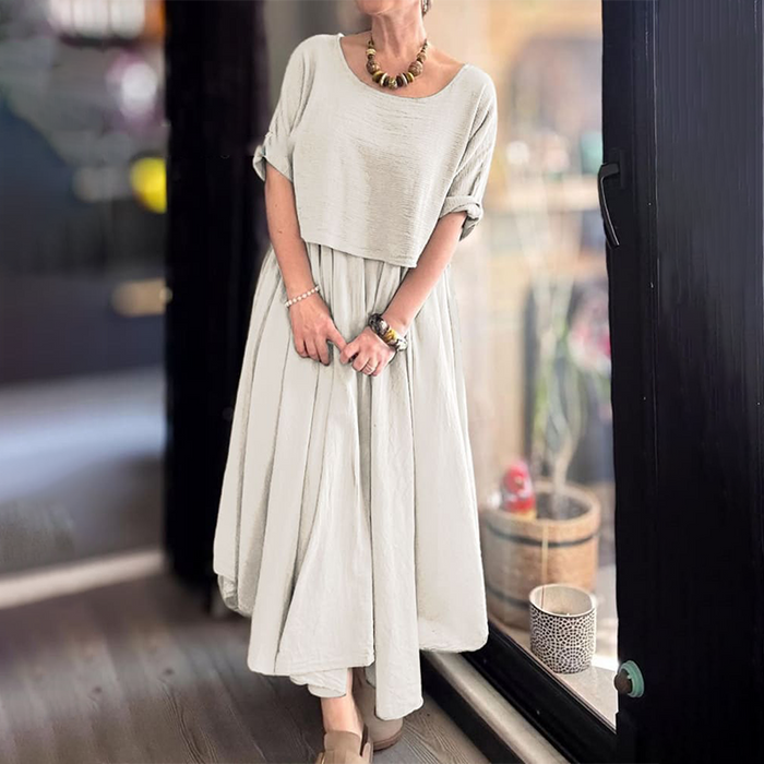 【S-5XL】👗Conjunto de falda larga de color liso-ES