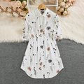 【S-XL】🌸Κομψό φόρεμα-πουκάμισο με φλοράλ στάμπα και μακριά μανίκια σε γραμμή Α-GR