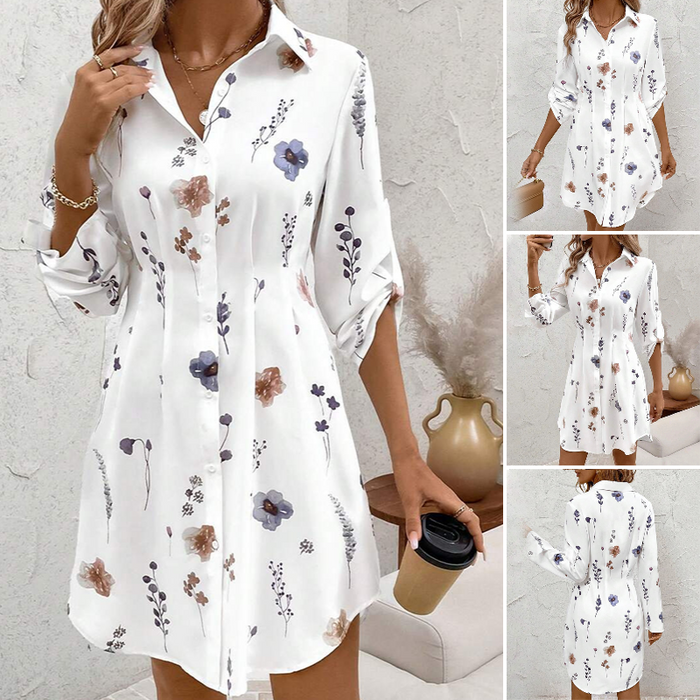 【S-XL】🌸Elegantna haljina A-kroja s cvjetnim printom i dugim rukavima-HR