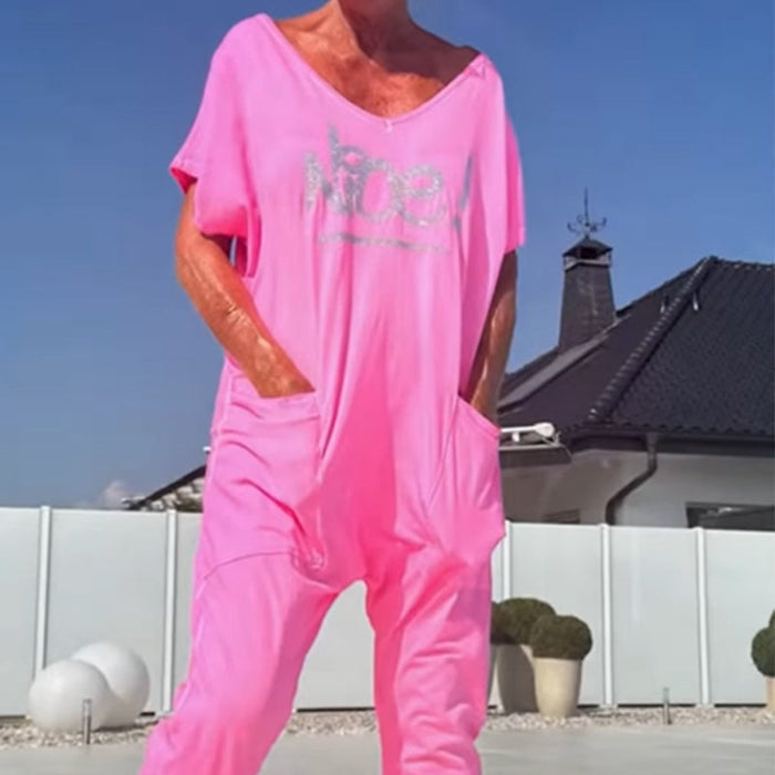 💖【S~5XL】Ženski potiskani kombinezon za večje velikosti z žepi-SI