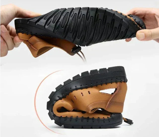 Sandalias de aviador de cuero con puntera envolvente-ES