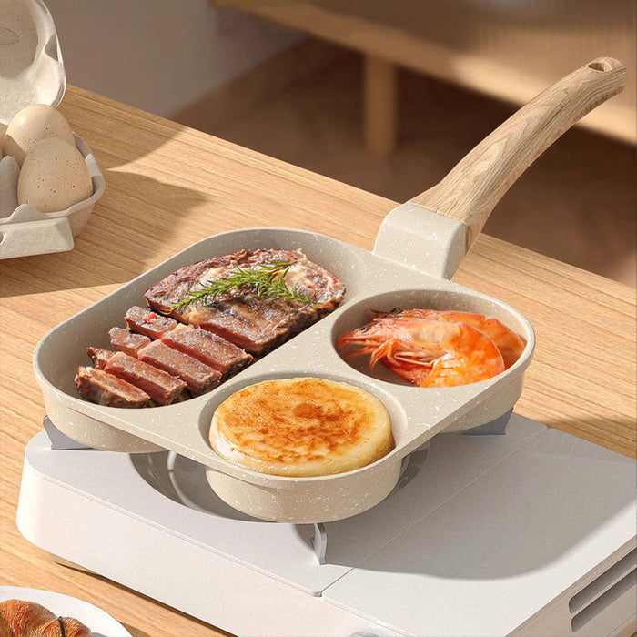 Sartén para desayuno 3 en 1: antiadherente, con distribución uniforme del calor y diseño que ahorra tiempo-ES