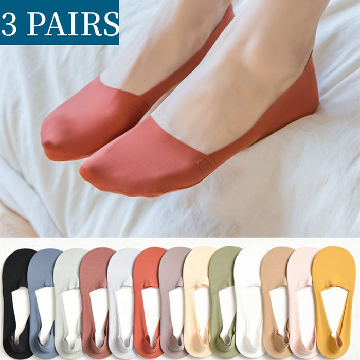 Silicone Anti Slip Cotton Socks 3 Pairs Lightweight Breathable Summer Comfort For Women
