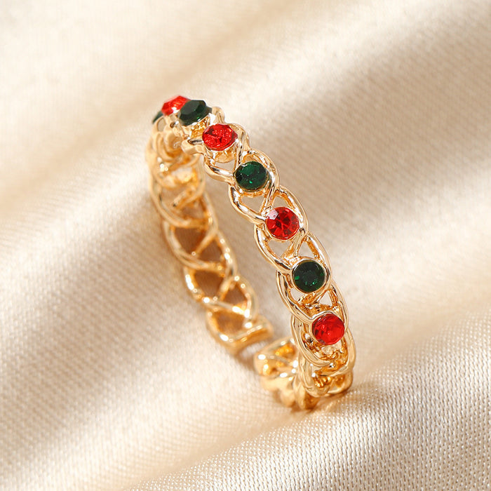 Small Niche Zircon Inlaid Ring For Women