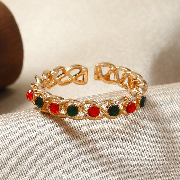 Small Niche Zircon Inlaid Ring For Women