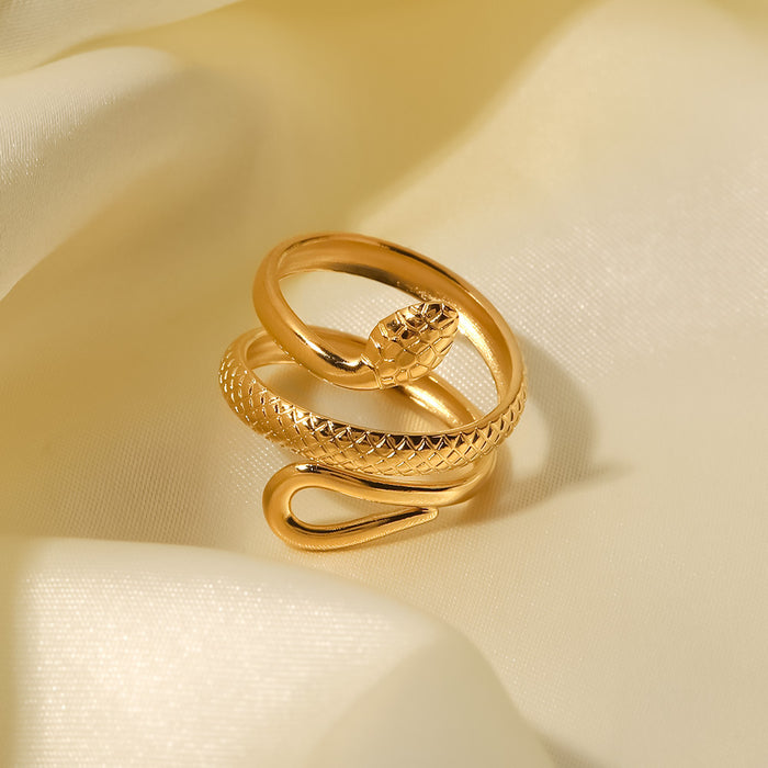 Stainless Steel Classic Textured Serpentine Design Hollowed Out Ring