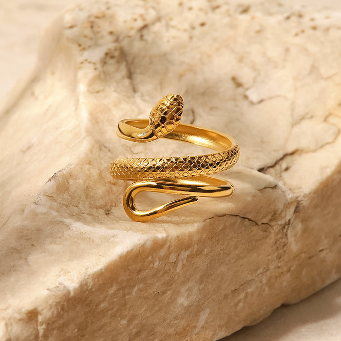 Stainless Steel Classic Textured Serpentine Design Hollowed Out Ring