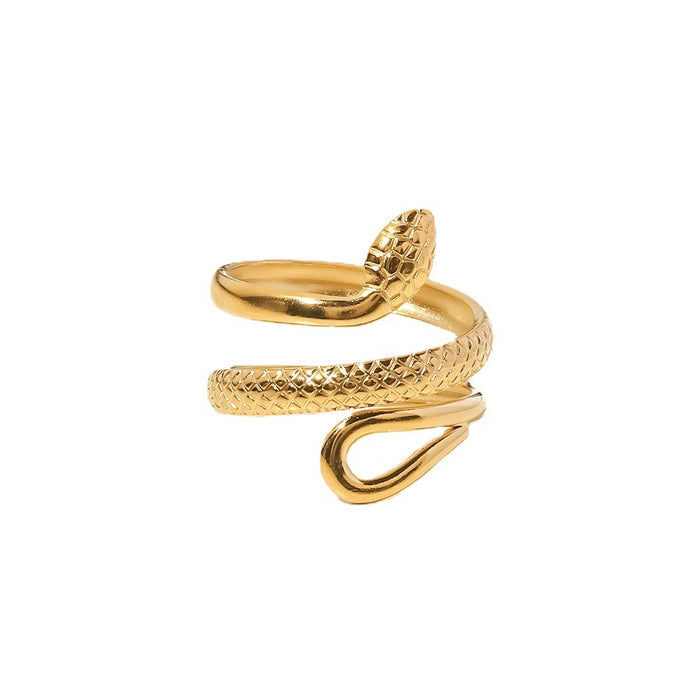 Stainless Steel Classic Textured Serpentine Design Hollowed Out Ring