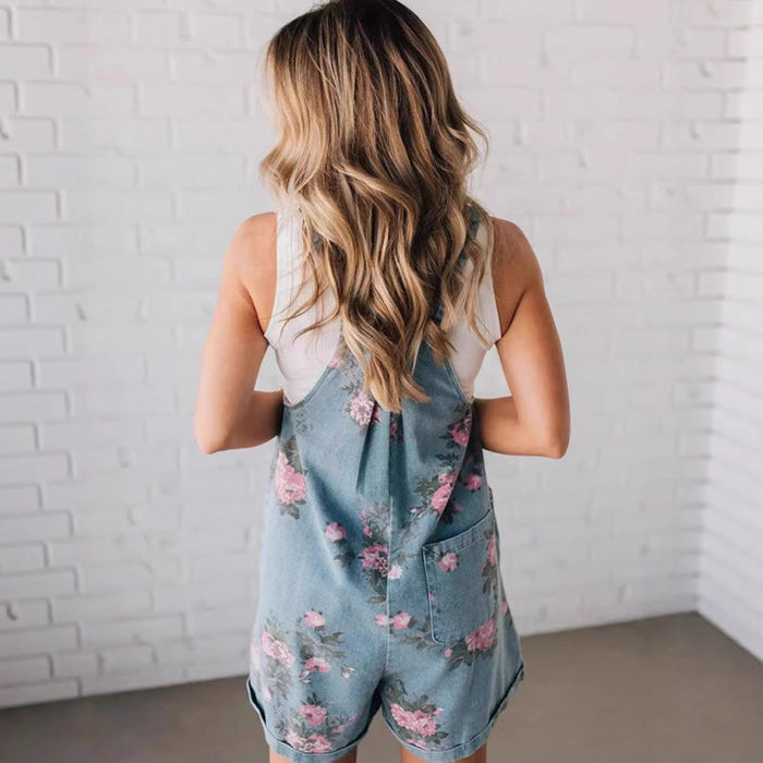 🌸 Starinski cvetlični jeans kombinezon🌸-SI