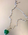 Swarovski Crystal Heart Pendant Necklace In 18k White Gold Plating With Green Stone Big Sparkling Gift For Her
