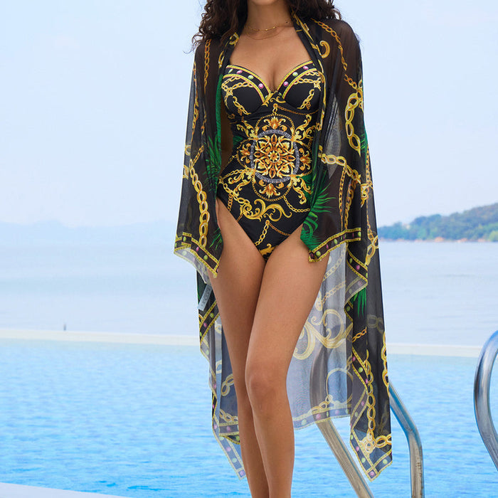 🩱Traje de baño de una pieza y pareo para mujer🌊-ES