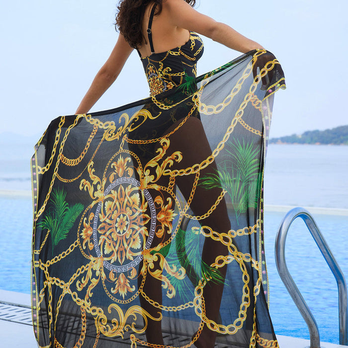🩱Traje de baño de una pieza y pareo para mujer🌊-ES