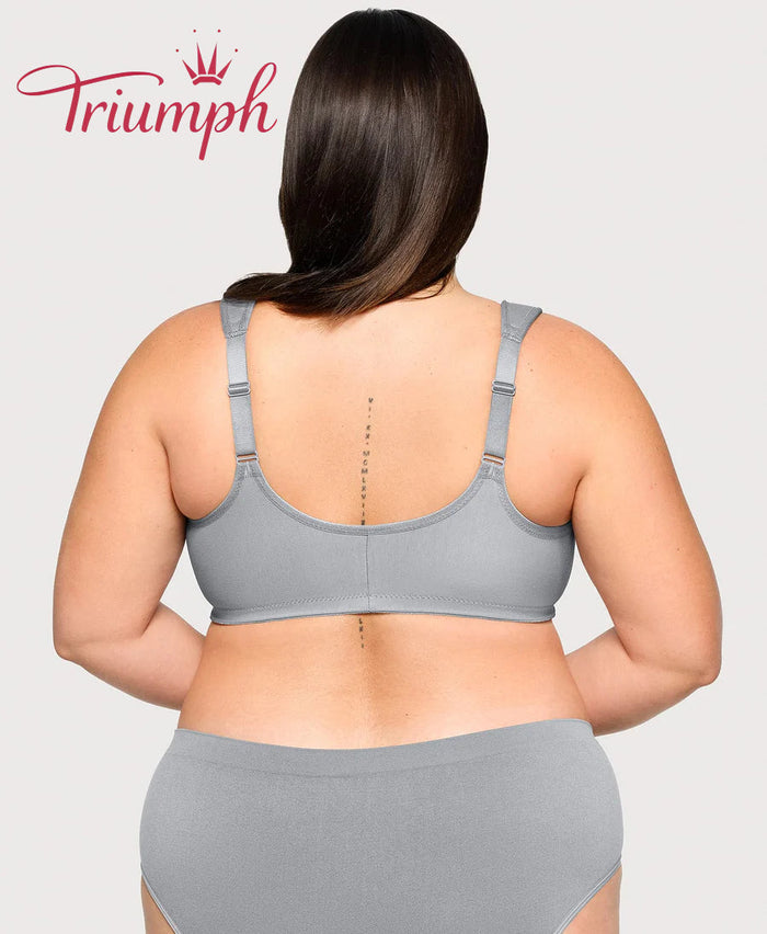 Triumph - (3 dalių) medvilninė liemenėlė su siuvinėtais nėriniais, užsegimas priekyje-LT
