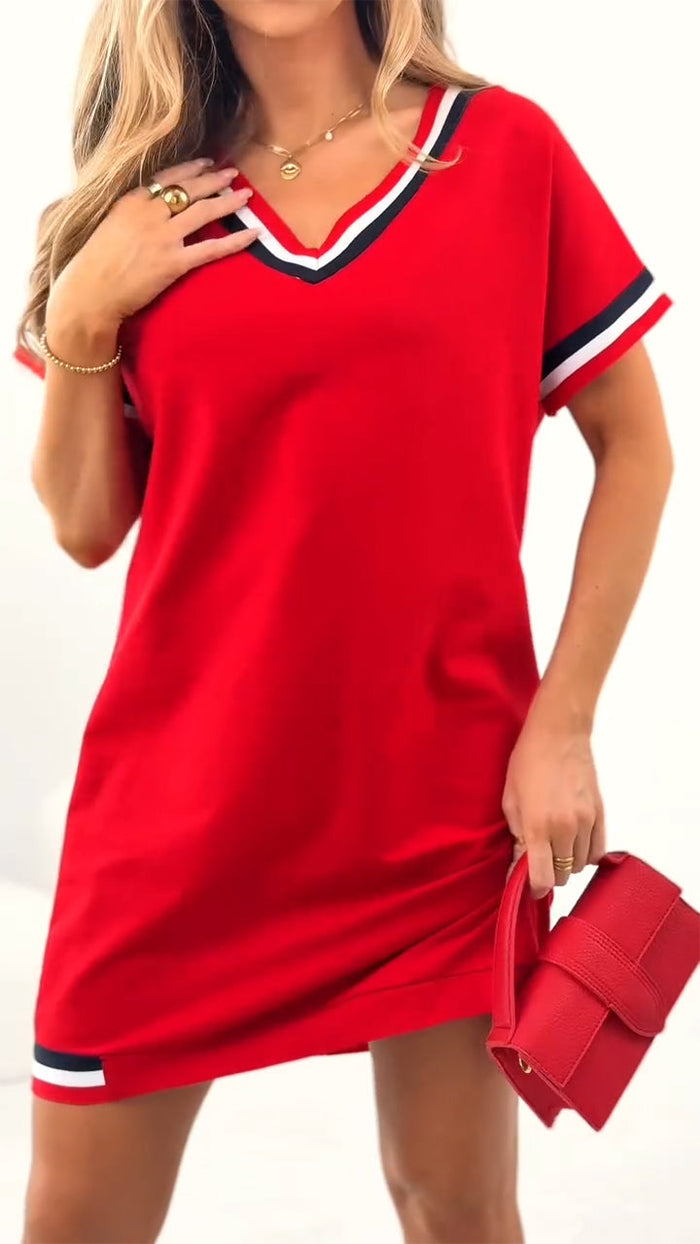 Vestido casual de mujer con dobladillo en contraste.-ES