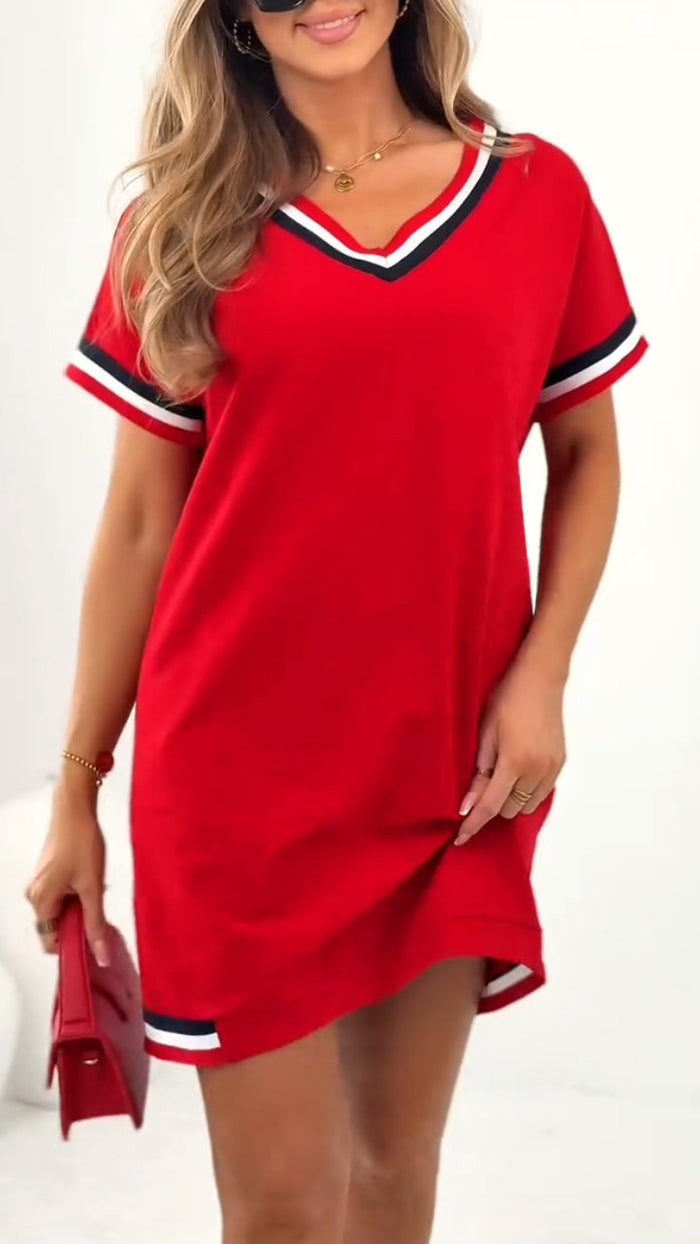 Vestido casual de mujer con dobladillo en contraste.-ES