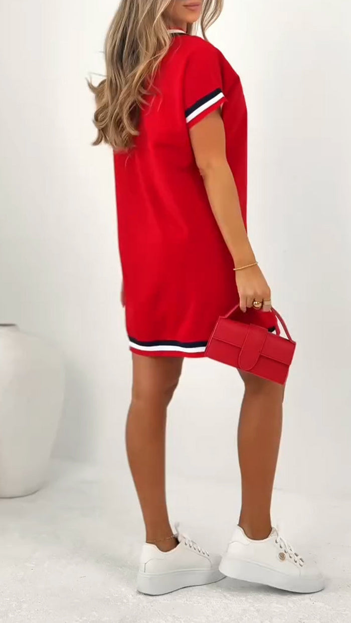 Vestido casual de mujer con dobladillo en contraste.-ES