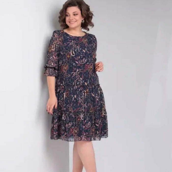 💐Vestido casual estampado de cuello redondo para mujer-ES