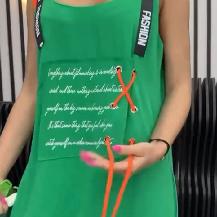 Vestido casual estampado sin mangas para mujer-ES