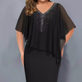 ✨Vestido de gasa con escote en V e incrustaciones de pedrería-ES