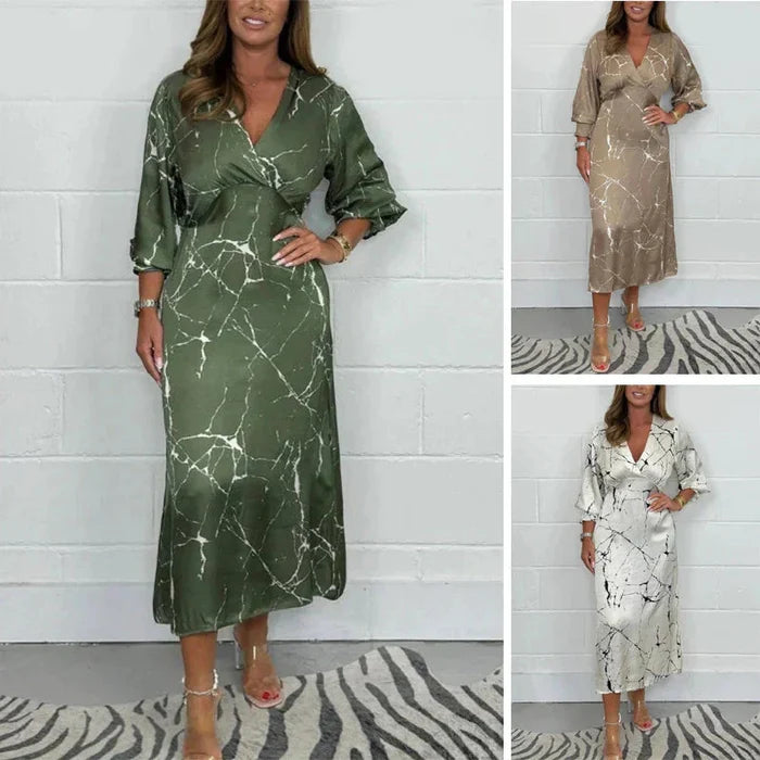 Vestido de manga larga con cuello en V 🥰-ES