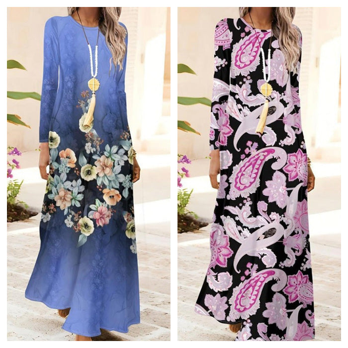 Vestido de mujer con mangas largas y estampado 3D-ES